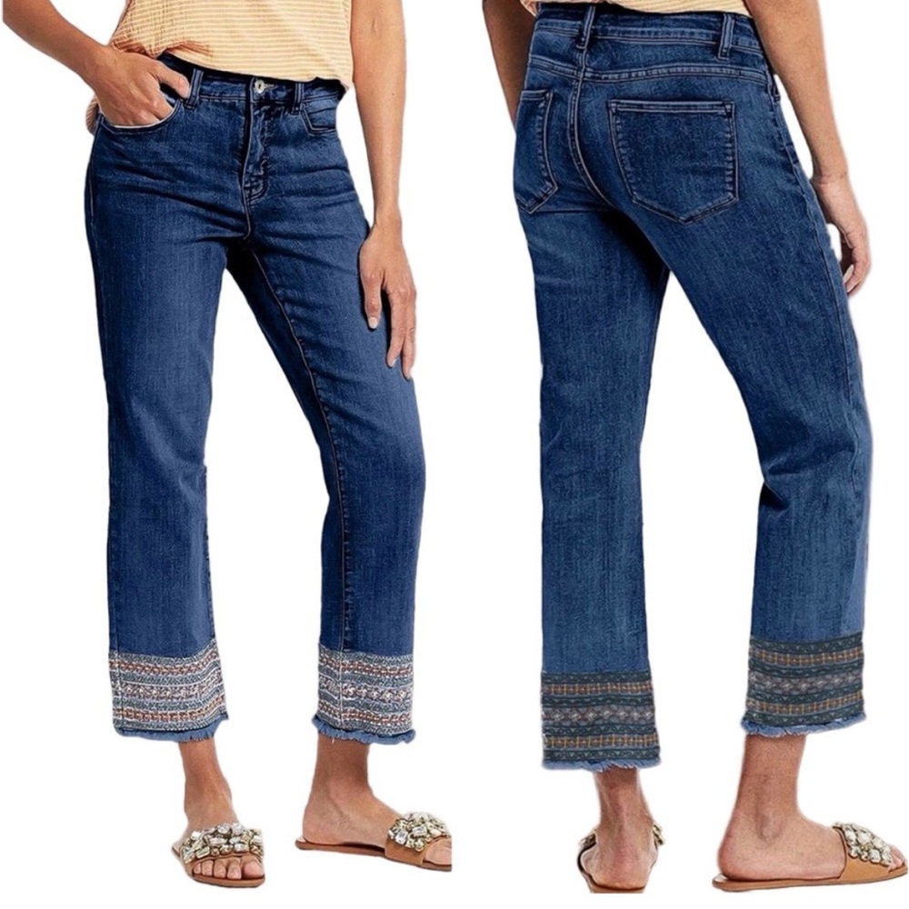 Flamingals 3XL NWT Jeans Women's 3XL Raw Edge Embroidered